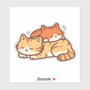Sticker Kawaii Chibi Chats Cuddle Dormir l'un l'autre