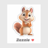 Sticker Kawaii Chibi Cute Cartoon Chipmunk (Feuille)