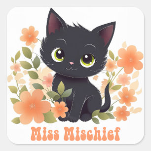 Sticker Kawaii Chibi noir mignon