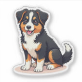 Sticker Kawaii chiot Aussie Shepherd – Pose endormie (Devant)