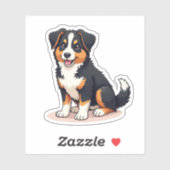 Sticker Kawaii chiot Aussie Shepherd – Pose endormie (Feuille)