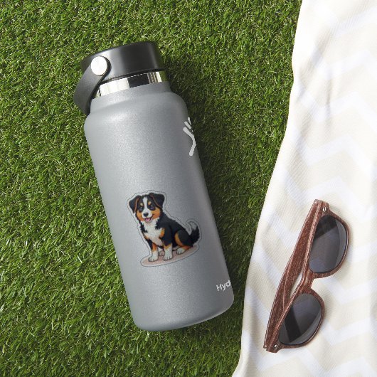 Sticker Kawaii chiot Aussie Shepherd – Pose endormie (HydroFlask Insitu)