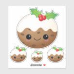 Sticker Kawaii Christmas Pudding mignon Caricature Jeu 4<br><div class="desc">Ensemble de quatre autocollants coupés de baiser avec un mignon pudding kawaii de Noël dans différentes tailles. Ces autocollants amusants découpés sont parfaits pour le scrapbooking,  la journalisation,  les cadeaux,  la décoration des ordinateurs portables,  des bouteilles d'eau,  etc.</div>