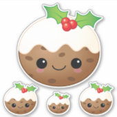 Sticker Kawaii Christmas Pudding mignon Caricature Jeu 4 (Devant)
