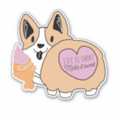 Sticker Kawaii Corgi À La Crème Glaciaire (Devant)