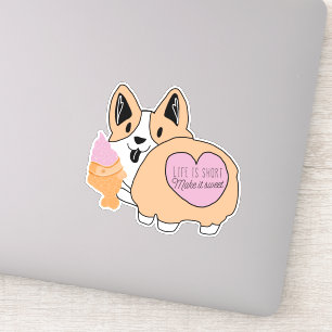 Sticker Kawaii Corgi À La Crème Glaciaire