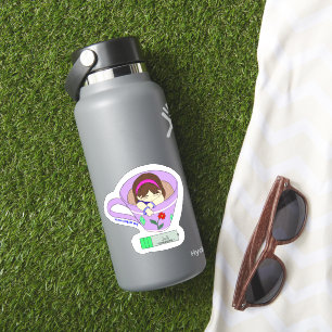 Sticker Kawaii Cute Charger Batterie Coffee Cup Girl