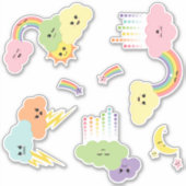 Sticker Kawaii Cute Nuds Sun Moon Rainbow Stars (Devant)