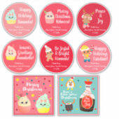 Sticker Kawaii de Noël couleur mignonne (Devant)