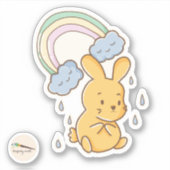 Sticker Kawaii Doodle Bunny Rainbow Pluie (Devant)