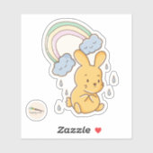 Sticker Kawaii Doodle Bunny Rainbow Pluie (Feuille)