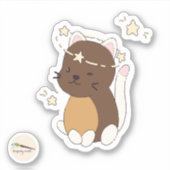 Sticker Kawaii Doodle Kitty Star contondant (Devant)