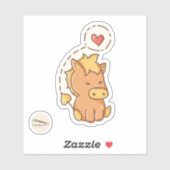 Sticker Kawaii Doodle Pony Love (Feuille)