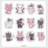 Sticker Kawaii Éffrayant pour chat (Feuille)