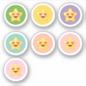 Sticker Kawaii étoiles dans des cercles  (Devant)