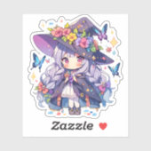 Sticker Kawaii Floral Loli Witch (Feuille)