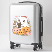 Sticker Kawaii Ghost Halloween Chat noir Citrouille Chat c (Sur valise)