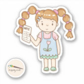 Sticker Kawaii Girl with Note Doodle (Devant)