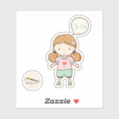 Sticker Kawaii Girl with To Do Bubble Scrapbooking (Feuille)