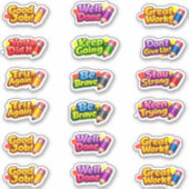 Sticker Kawaii Growth Mindset Phrases & Pencil Teacher (Devant)