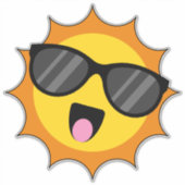 Sticker Kawaii Joyeux soleil avec lunettes de soleil (Devant)