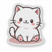 Sticker Kawaii Kitten blanc avec joues roses (Devant)