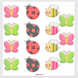 Sticker Kawaii Ladybug Butterfly Bumble Bee Insect