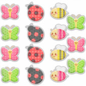 Sticker Kawaii Ladybug Butterfly Bumble Bee Insect (Devant)