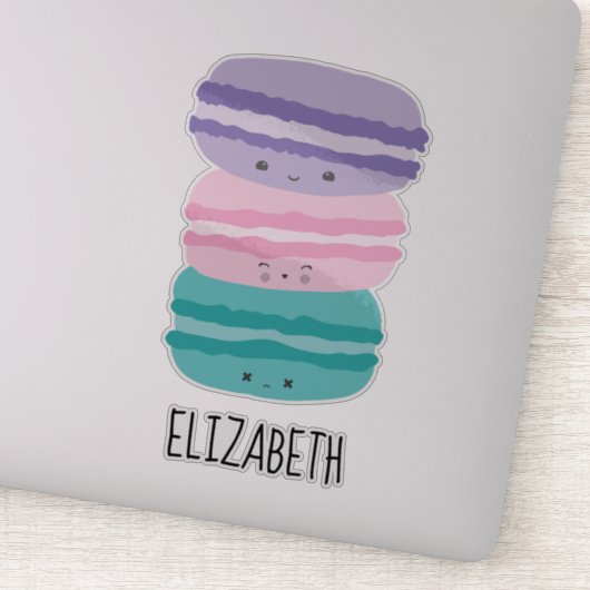 Sticker Kawaii Macarons Pastel Cute Personnalisé (Détail)