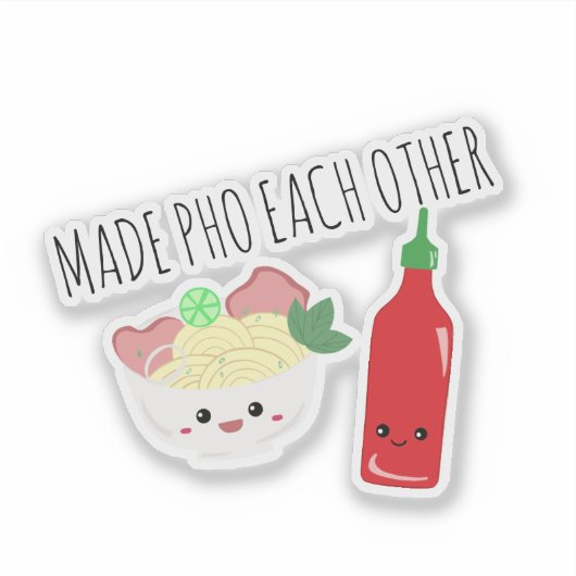 Sticker Kawaii Made Pho Each Other Valentine's Day Noodles (Devant)