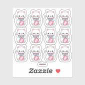Sticker Kawaii Maneki Neko (Feuille)