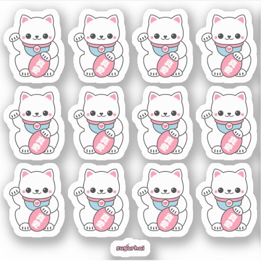 Sticker Kawaii Maneki Neko (Devant)