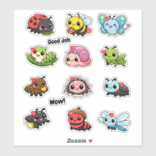 Sticker Kawaii Mignons Insectes et Bestioles Récompense po