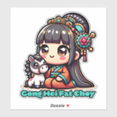Sticker Kawaii Nouvel An chinois Cheval et fille (Feuille)