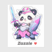Sticker Kawaii Panda - Chevalier Saint-Coeur (Feuille)