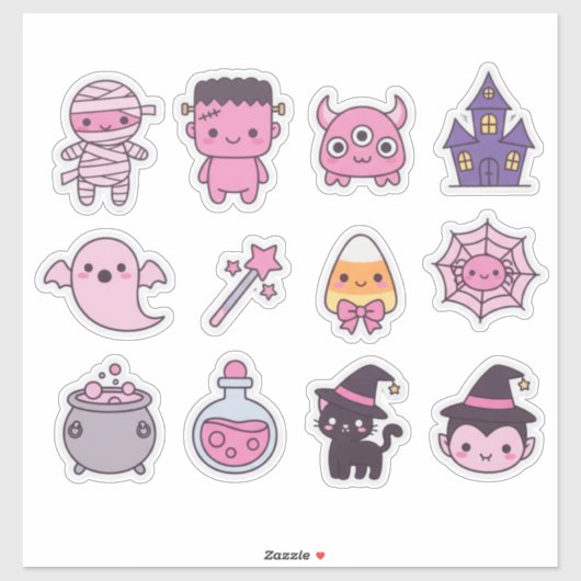 Sticker Kawaii Pastel Monster Squad Pack (Feuille)