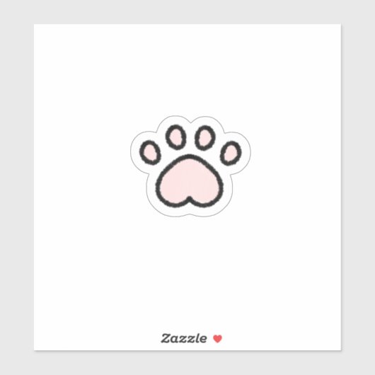 Sticker Kawaii Pastel Paw Chat Rose (Feuille)