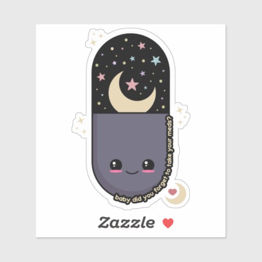 Sticker Kawaii Pill Meds (Feuille)
