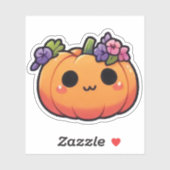 Sticker Kawaii Pumpkin Flower Crown - halloween fall (Feuille)