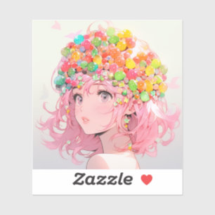 Sticker Kawaii Rainbow Pastel Candy Champagne Anime Girl