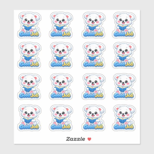 Sticker Kawaii Reading Progress Bear Good Job Teacher  (Feuille)