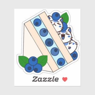 Sticker Kawaii Sandwich aux Fruits au Bleuet Chat - San Ja