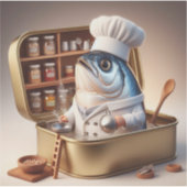 Sticker  Kawaii Sardine Chef Inside Tiny Kitchen (Devant)