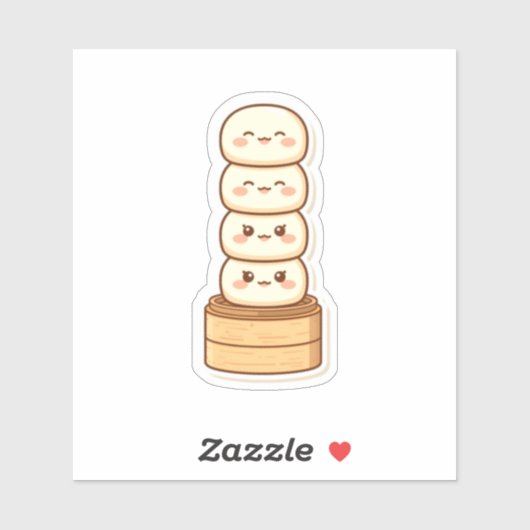 Sticker Kawaii Stacked Dumpling Bamboo Steamer (Feuille)
