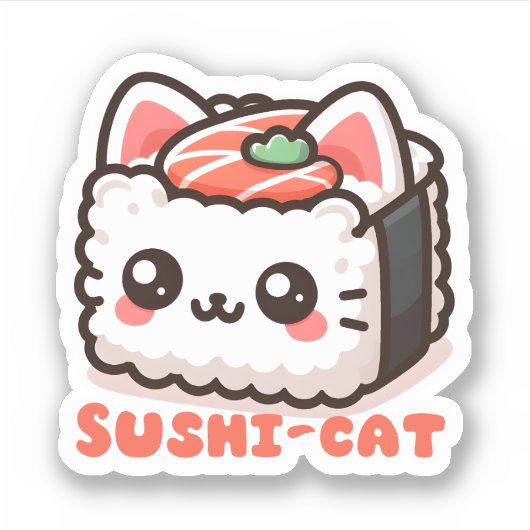Sticker Kawaii Sushi-Cat Pun (Devant)