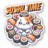 Sticker Kawaii Sushi Time Cat (Devant)
