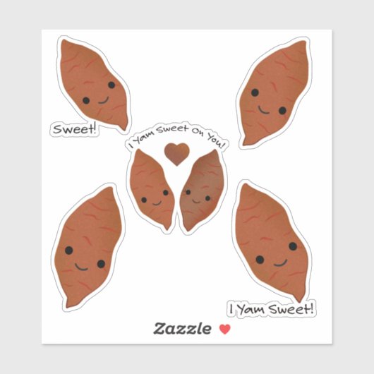 Sticker Kawaii Sweet Potato Cute et drôle (Feuille)