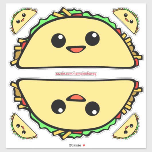 Sticker Kawaii Tacos (Feuille)