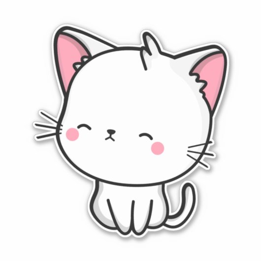 Sticker Kawaii Turc Angora Chat (Devant)