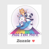 Sticker Kawaii Unicorn Chat Requin Panda Ours Animaux En F (Feuille)